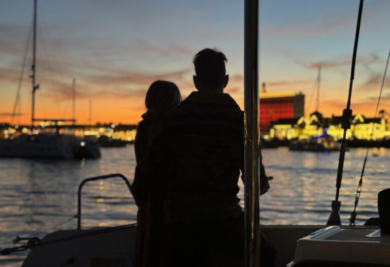 View Nights of Lights from your own private sailboat with St Augustine Sailing
