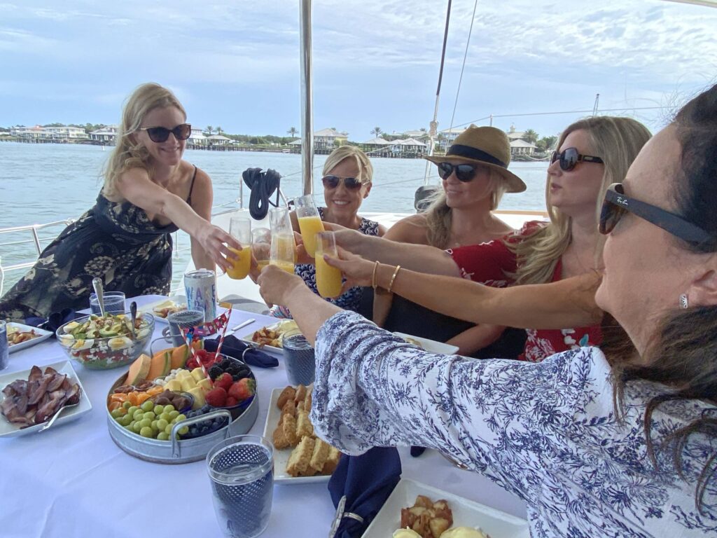 Sip & Sail - Girls night - Date night - Unique experiences - Excursions in St Augustine - Champagne on a yacht - St Augustine Sailing - Charcuterie - Brunch - Brunch in St Augustine - Things to do with your girlfriends in St Augustine