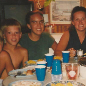 Dinner in the galley - Rose Ann and kids - Toste, Derk, Lance - Sailboat Living - Bahamas