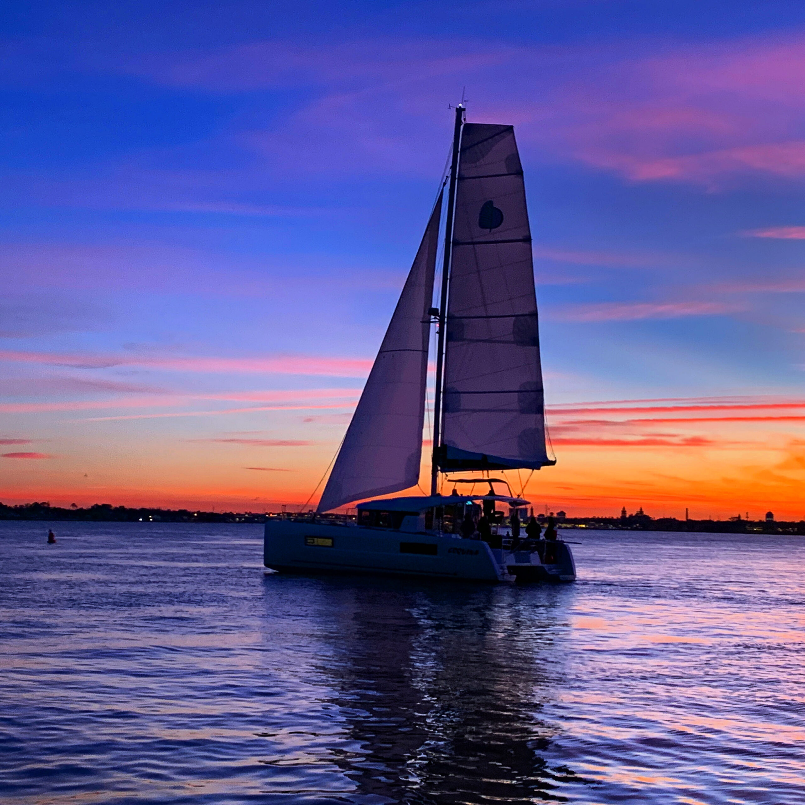 Sunset sailing in st augusitne with st augusitne sailing aboard wind dancer our luxury sailing catamran Lagoon 40