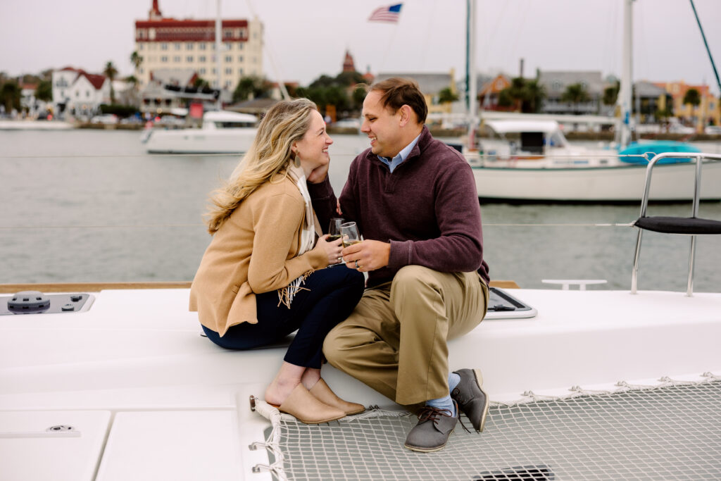 Private sunset sail along historic St Augustine Florida Bayfront aboard St Augustine Sailing's luxury sailing yacht Wind Dancer