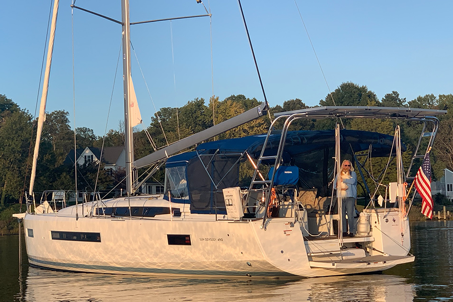 At anchor with swim platform down
