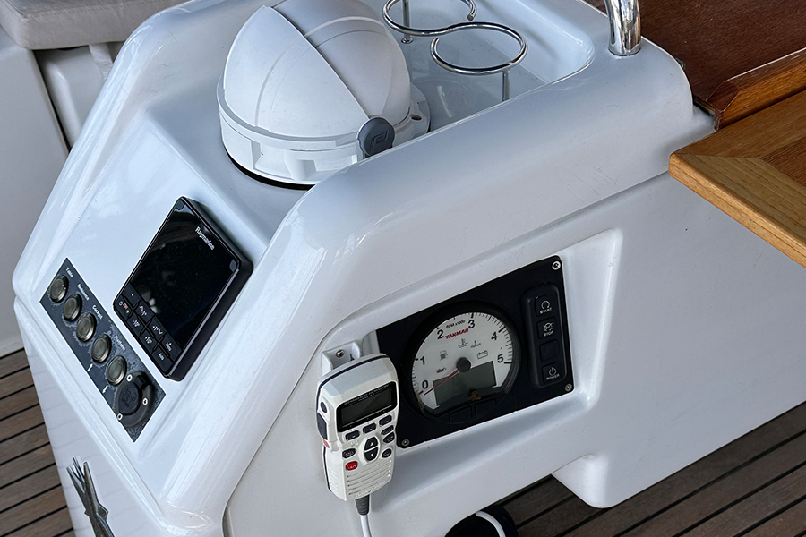 Cockpit table with remote mic and instruments