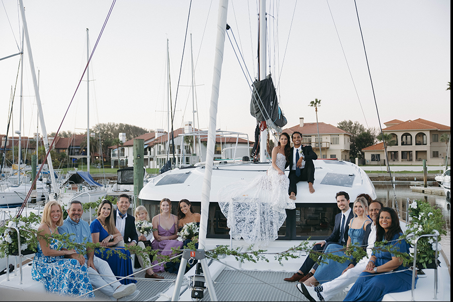 Sample dockside wedding party photo